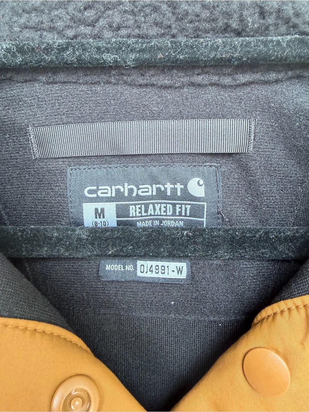 Carhartt Black Fleece Jacket with Brown/Tan Accents - Picture 3 of 4